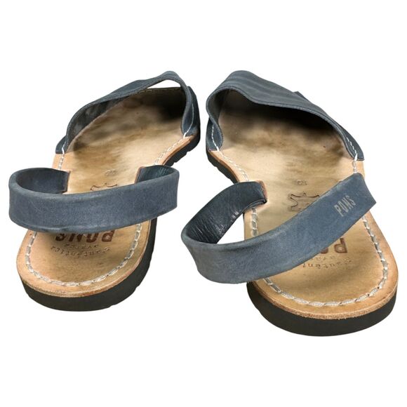 PONS Avarcas Menorca Spain Sandals Blue Leather Peep Toe Slingback Women’s 10 - Picture 4 of 8